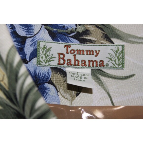Tommy Bahama Mens Hawaiian Shirt 100% Silk Aloha Floral Pineapple Blue Green Lrg - Picture 4 of 6
